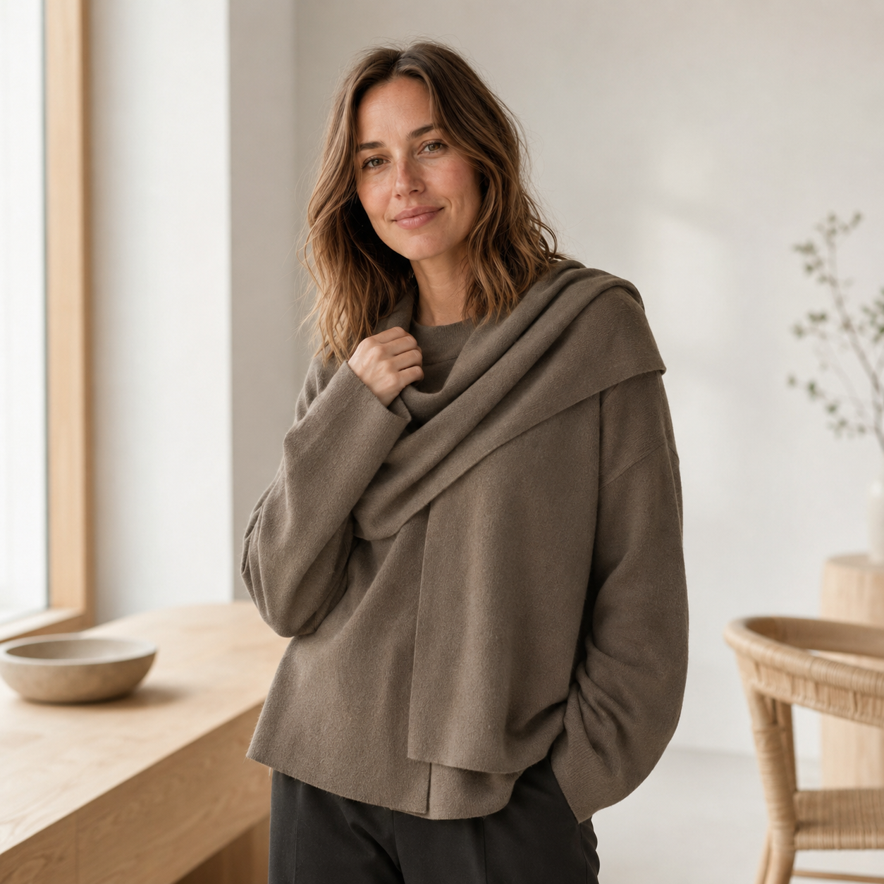 Gebreide trui Carla – Sjaalkraag in oversized look