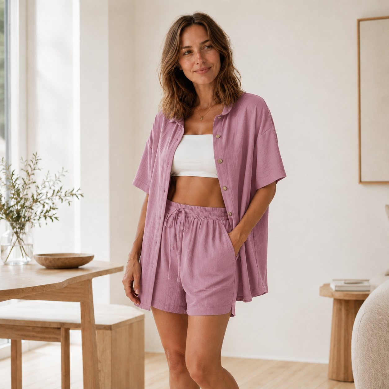 Loungewear-set Nea – Oversized hemd & short