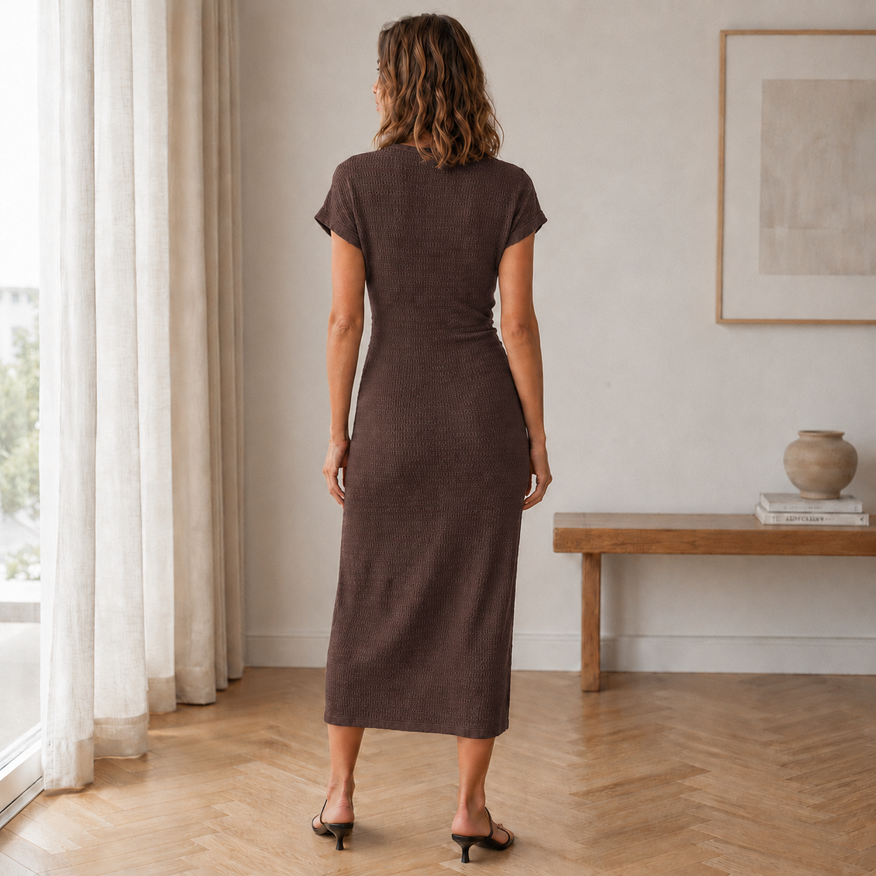 Midi-jurk Idun – Geknoopt met beensplit