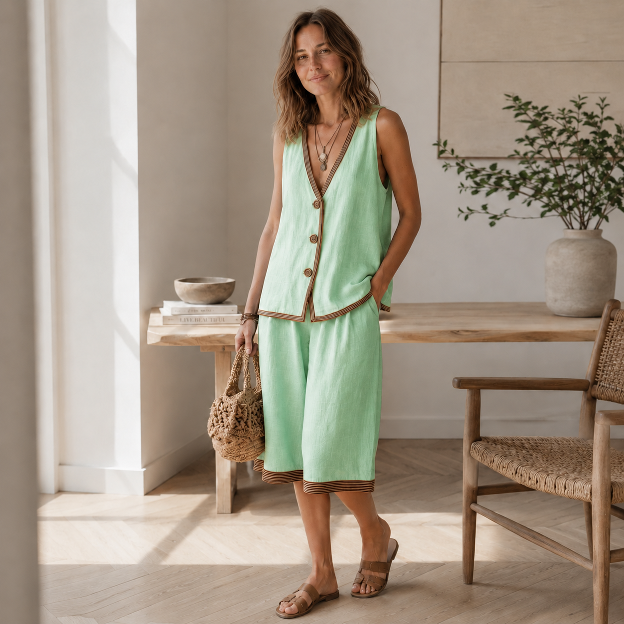 Loungewear-set Ronja – Vestje & wijde short