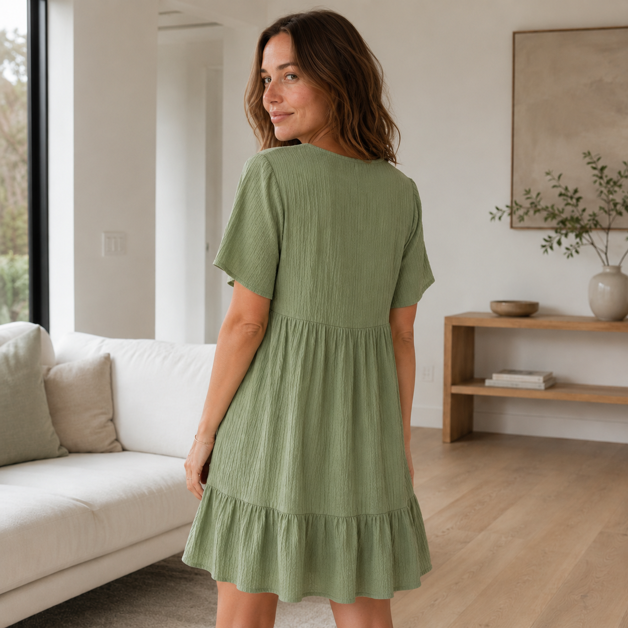 Volant zomerjurk Livia – V-hals in laagjes-look
