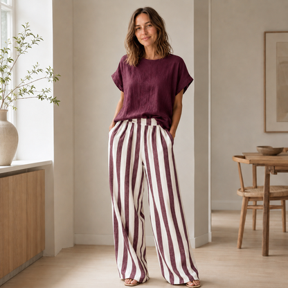 Loungewear-set Runa – Basic top & streepbroek