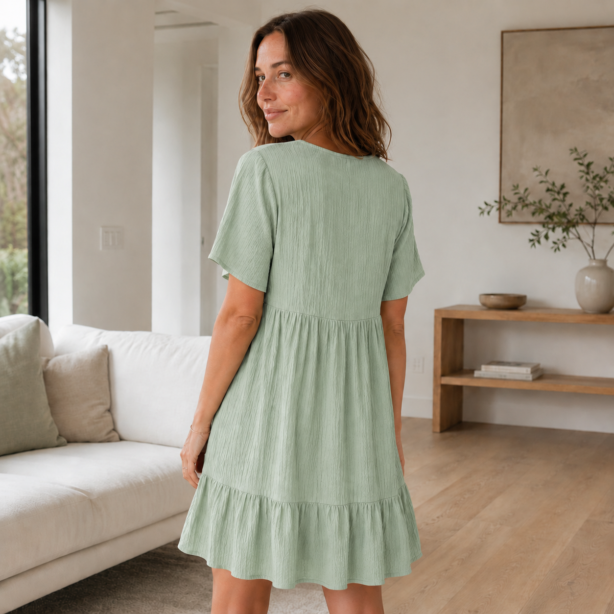 Volant zomerjurk Livia – V-hals in laagjes-look