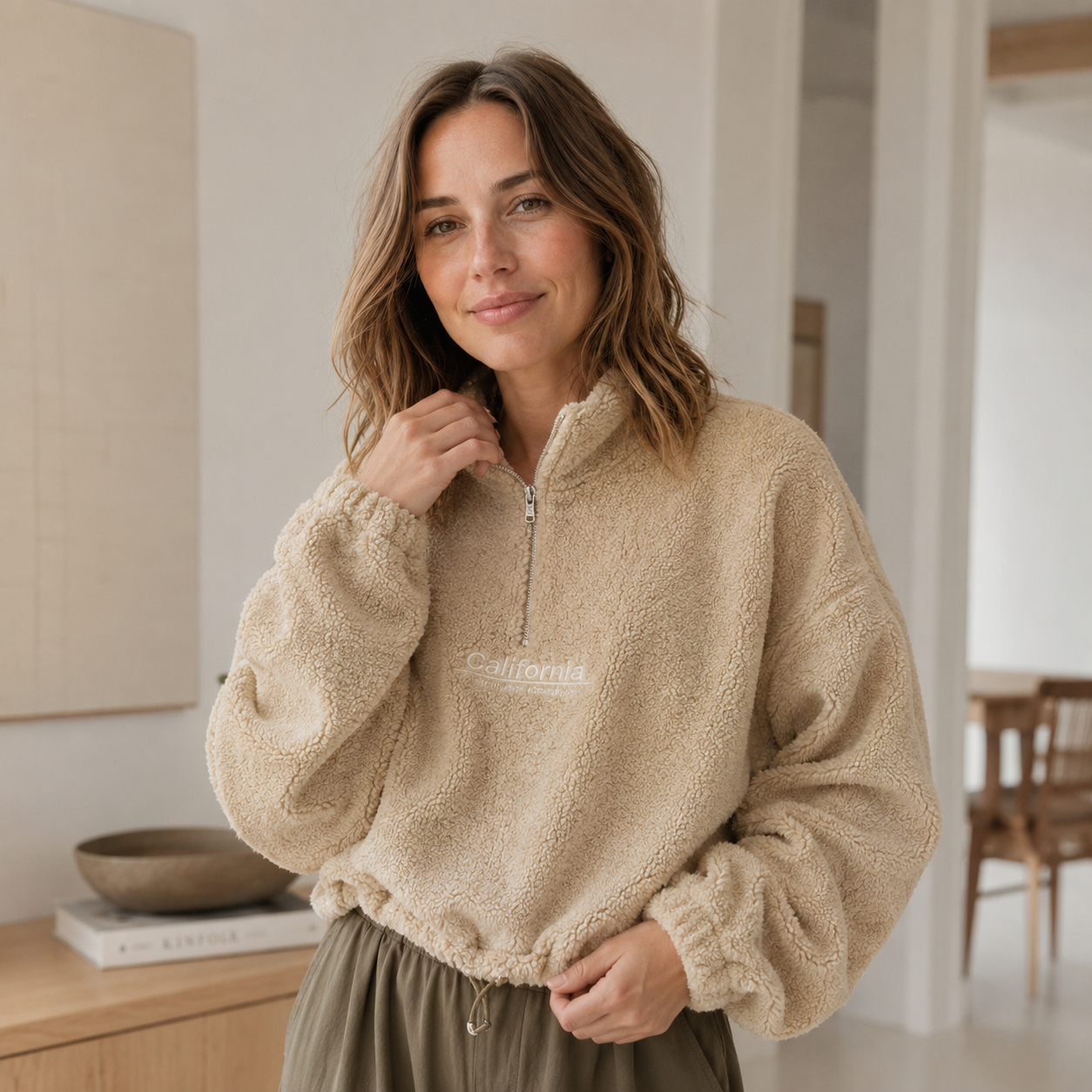 Teddy-halfzip Romi – Cropped & knuffelzacht
