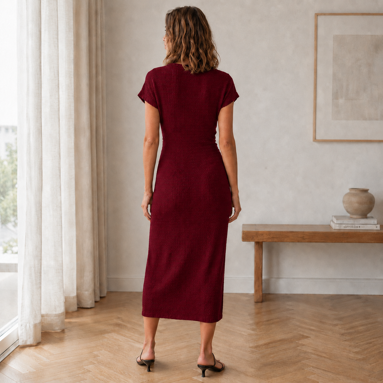 Midi-jurk Idun – Geknoopt met beensplit